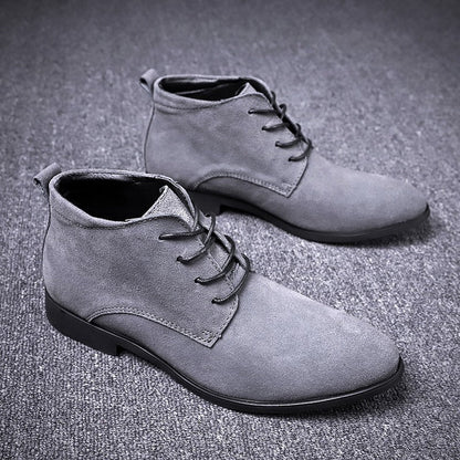 Mid-high fashion suede leather pointed-toe small leather boots