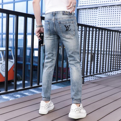 New Straight Blue Summer Casual Stretch Trousers 1024070806