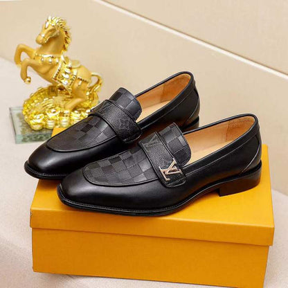 Black V logo men's formal business shoes