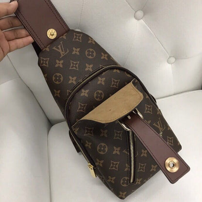 Classic Brown VL Print Backpack Chest Bag XC0423081604