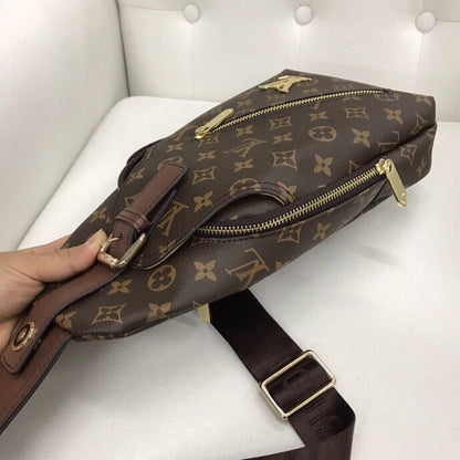 Classic Brown VL Print Backpack Chest Bag XC0423081604