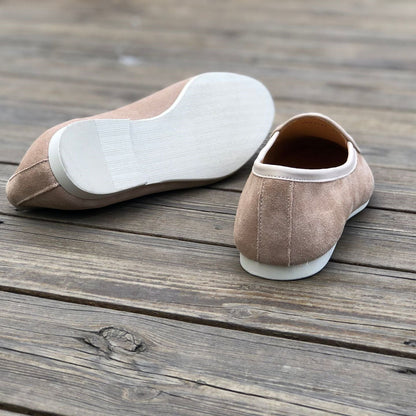 British retro loafers casual leather shoes slip-on suede pointed toe loafers