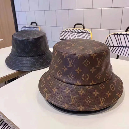 New leather classic fisherman hat British retro Korean fashion all-match basin hat for men and women with the same style big head circumference
