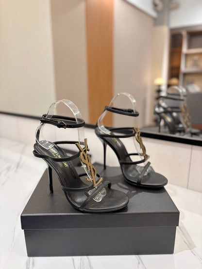 Summer New Genuine Leather Stiletto With Socialite Letter Buckle High-heeled ShoesPD05202412406