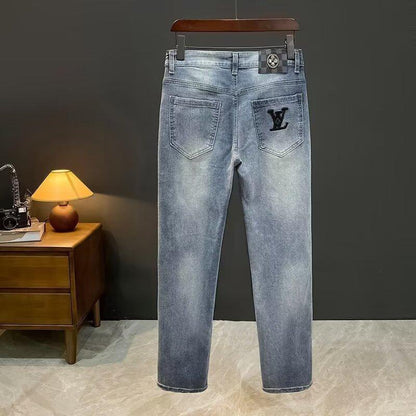 New Straight Blue Summer Casual Stretch Trousers 1024070806