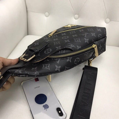 Classic Brown VL Print Backpack Chest Bag XC0423081604
