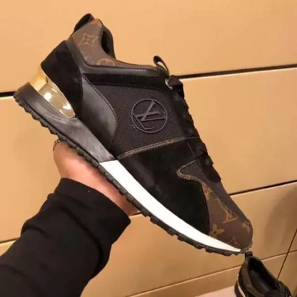 Men's luxury brown and black double color matching rubber sole casual shoes