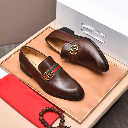 Gentleman Men's Shoes Leather Popular Classic Presbyterian Pattern Loafers G06