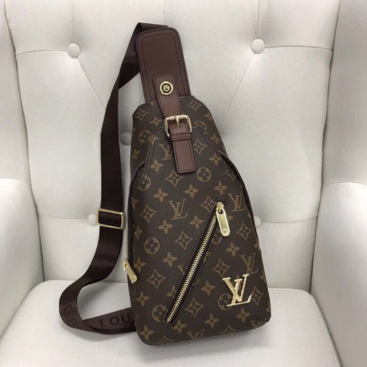 Classic Brown VL Print Backpack Chest Bag XC0423081604