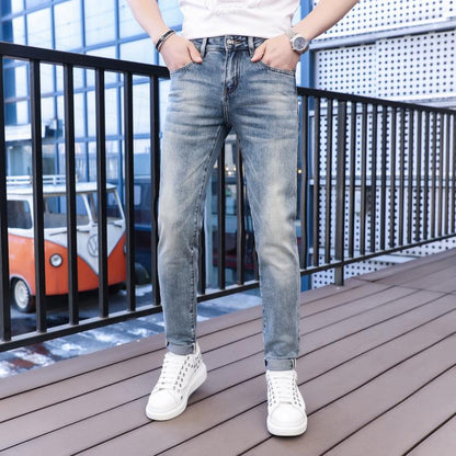 New Straight Blue Summer Casual Stretch Trousers 1024070806