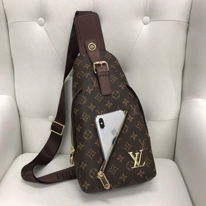 Classic Brown VL Print Backpack Chest Bag XC0423081604
